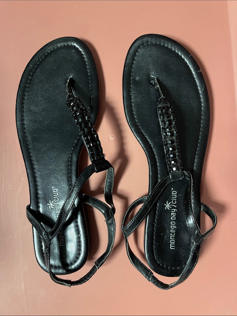 Montego Bay Club Black Rhinestone Sandals